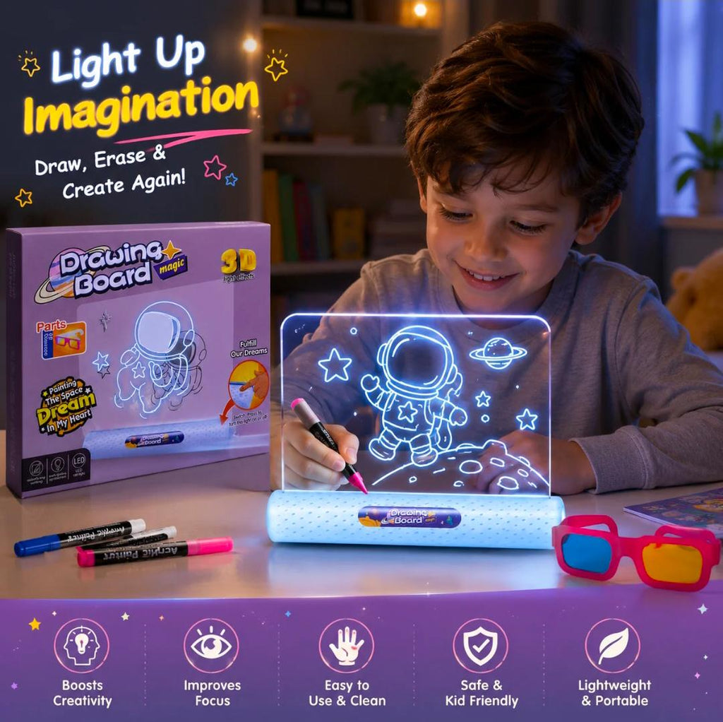 Drawing Board Magic 3D LED Light-Up Drawing Board for Kids