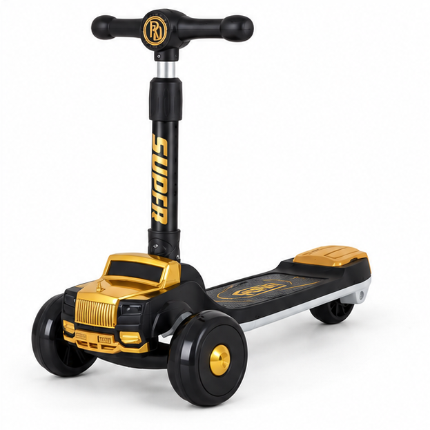 Rolls Royce 3-Wheel Ride-On Scooty – Premium Black & Gold